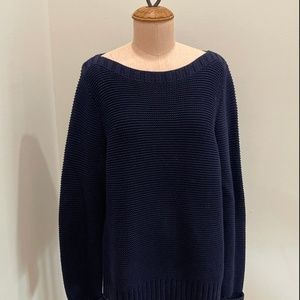 Talbots Nautical Navy Blue 100% Cotton Knit Sweater